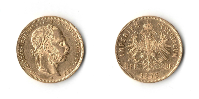 Austria, 8 Fiorini 1876 qFDC/FDC